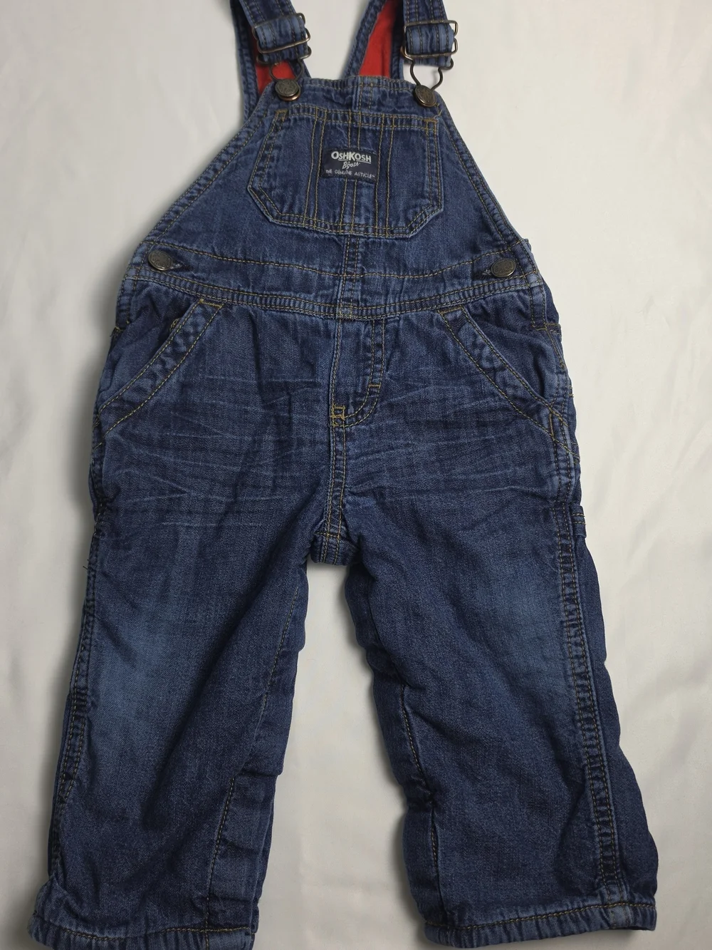 OshKosh B'gosh 12M Lined Denim Overalls Baby Insulated Winter Bib Snow Pants